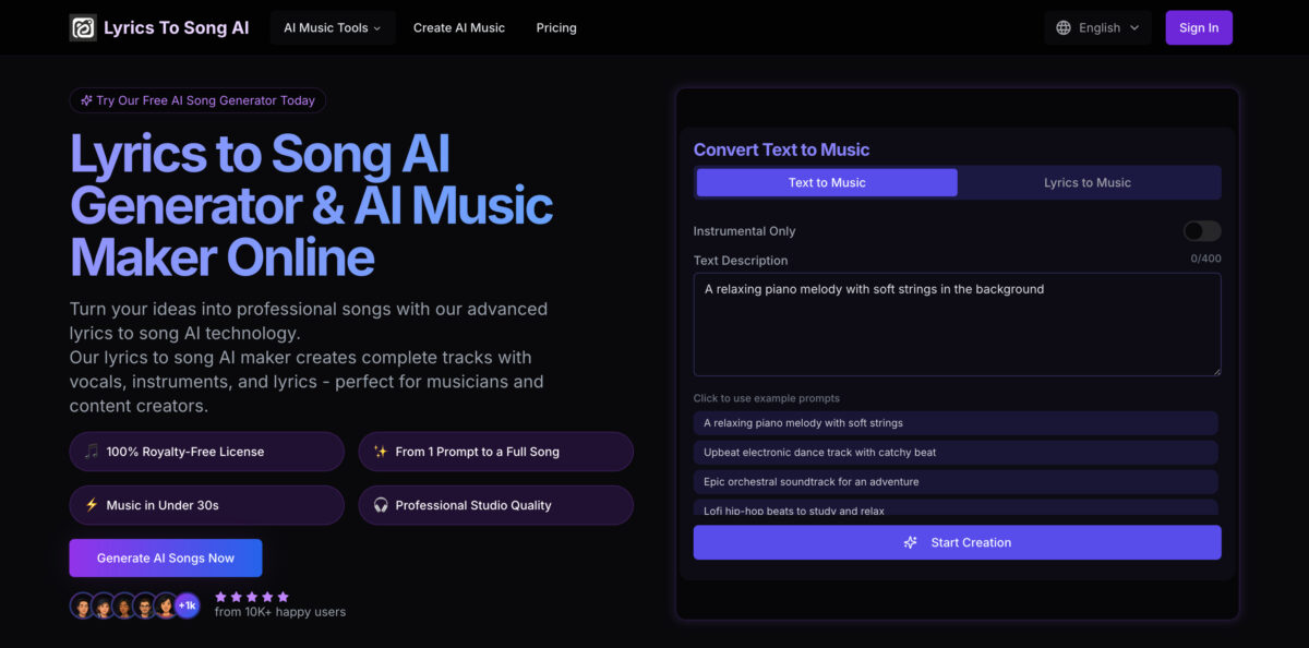 Lyrics to Song AI Generator